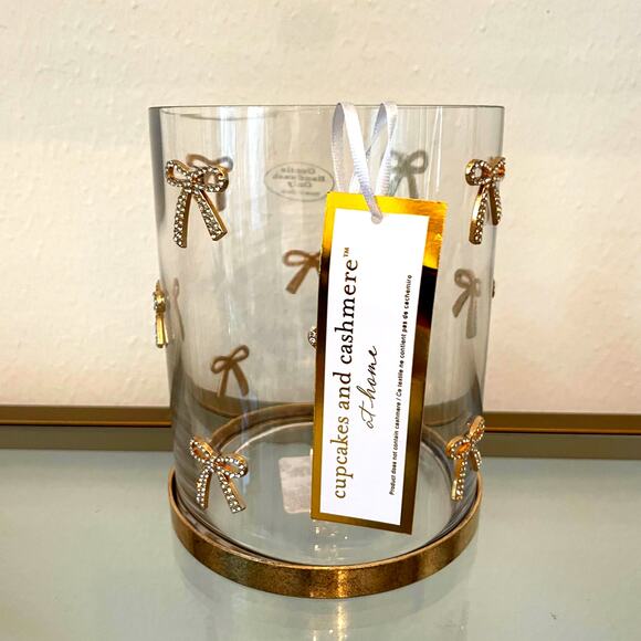 Cupcakes & Cashmere GOLD RHINESTONE BOW Glass Hurricane Vase - Picture 13 of 13